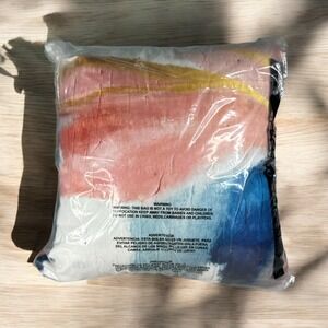 2 (two) Society6 Throw Pillows minimal acrylic in pinks, blues and gold Set Of 2